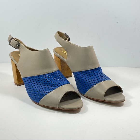 nina payne Shoes - Anthropologie Nina Payne 10.5 11 Slingback Sandal Lina Heels Blue Leather EU 41